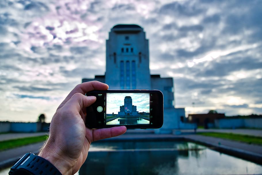 building, sky, iphone, clouds, human hand, photography themes HD wallpaper