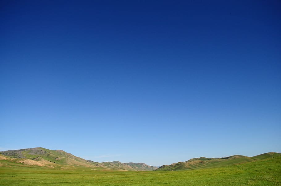 mongolia, arkhangai, steppe, blue sky, nature, green, environment, HD wallpaper