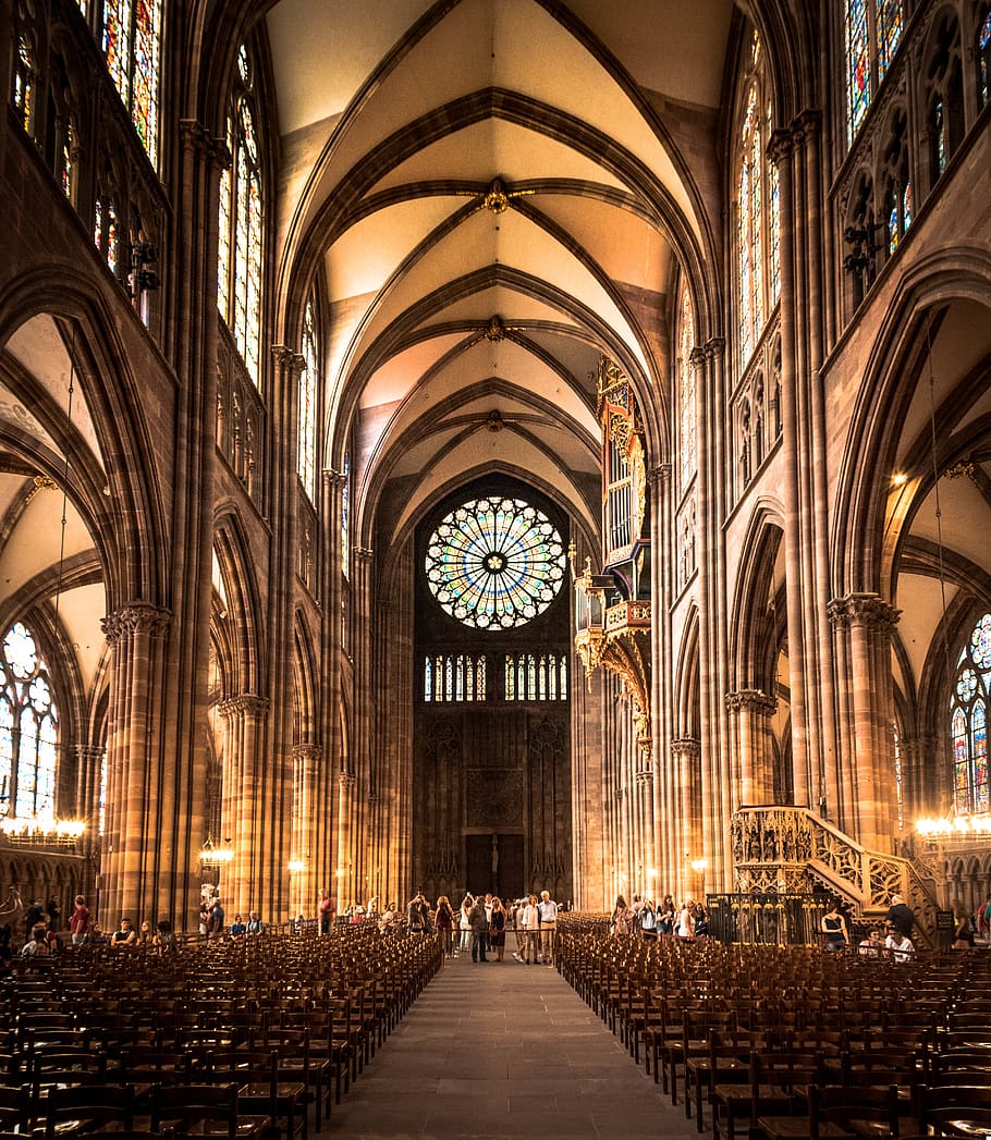 person inside cathedral, architecture, spirituality, religion HD wallpaper
