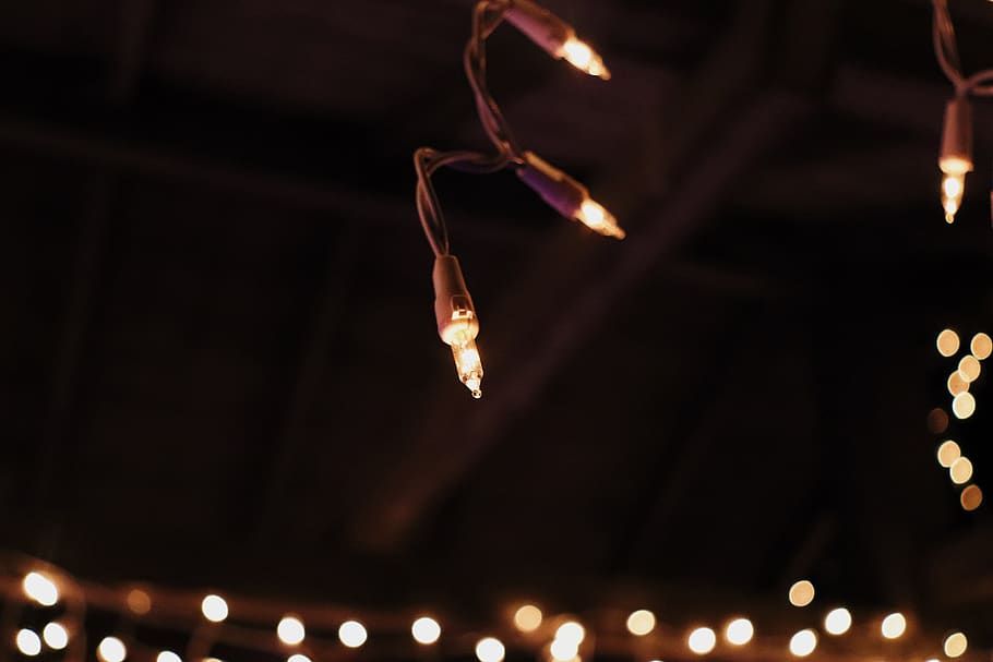 blur, outside, focused, blurred, white, gold, lights, burning HD wallpaper