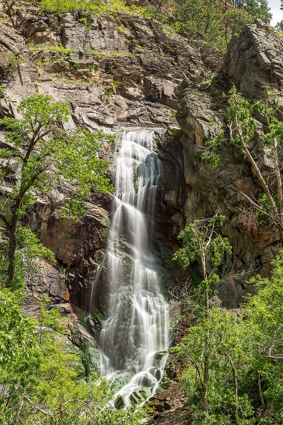 waterfalls during daytime, rock, beauty in nature, plant, scenics - nature HD wallpaper