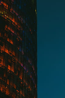 barcelona, spain, design, red, blue, torre agbar ateliers jean nouvel HD wallpaper
