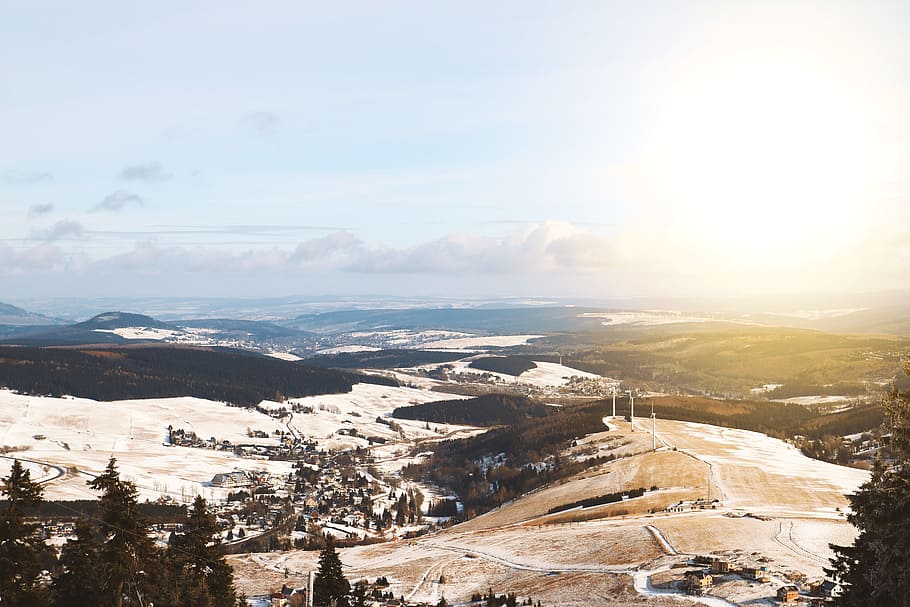 Winter landscape. Mountain view, sky, scenics - nature, environment HD wallpaper