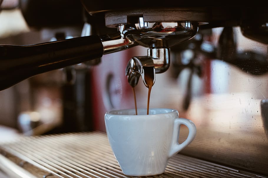 white teacup, drink, coffee, coffee - drink, food and drink, coffee maker HD wallpaper