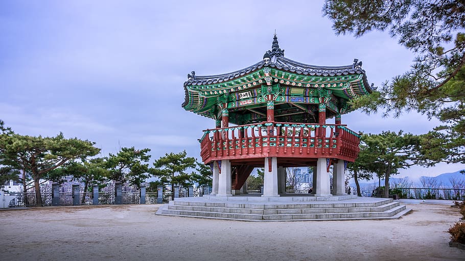 belvedere, park, eungbongsan, landscape, outdoor, house, sky HD wallpaper