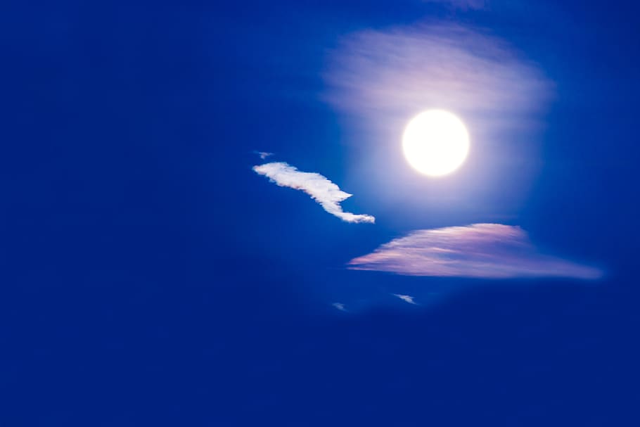 sun, clouds, small clouds, nature, sky, clouds form, blue, early in the morning HD wallpaper
