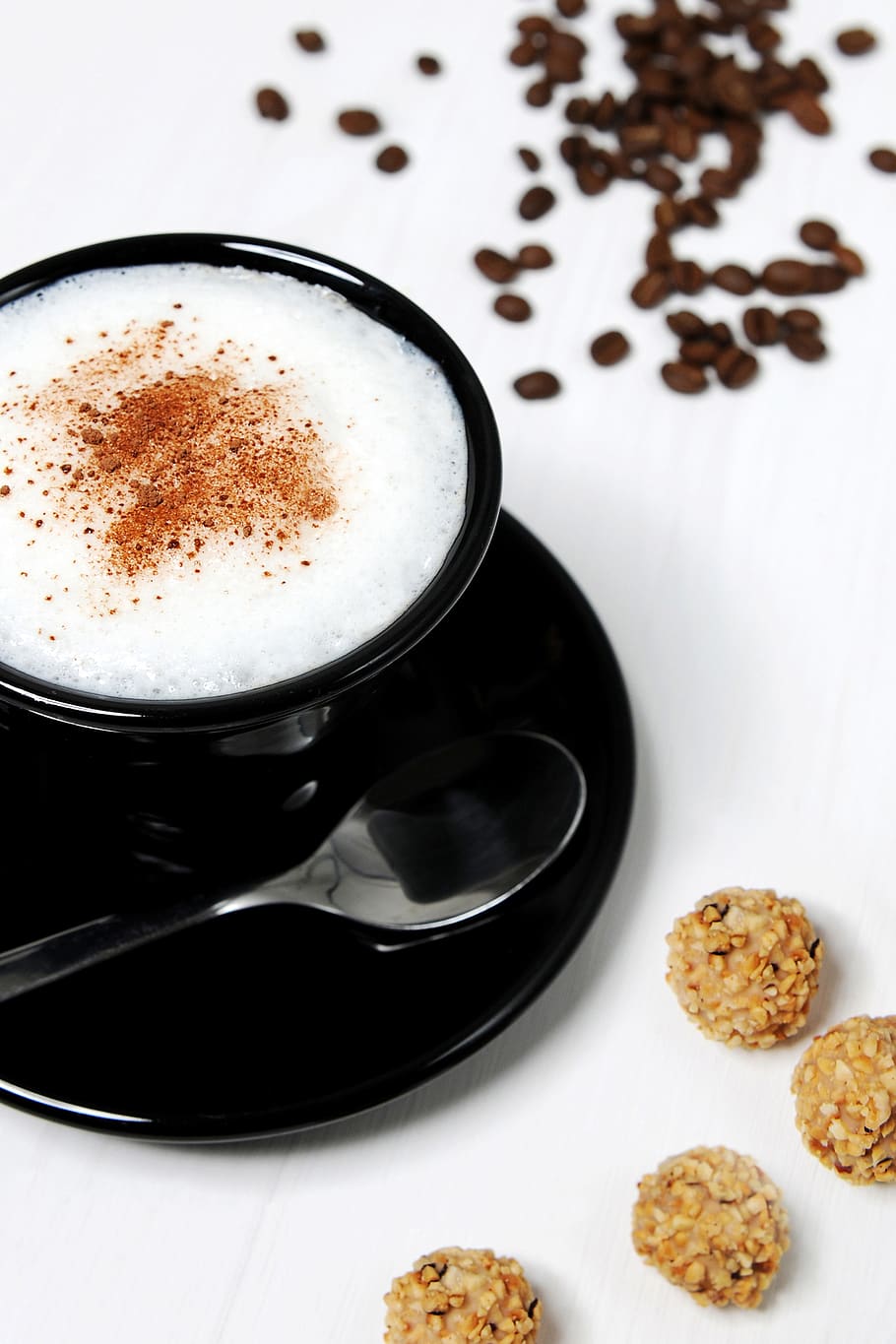 Black Ceramic Teacup With White Liquid in It, beverage, caffeine HD wallpaper