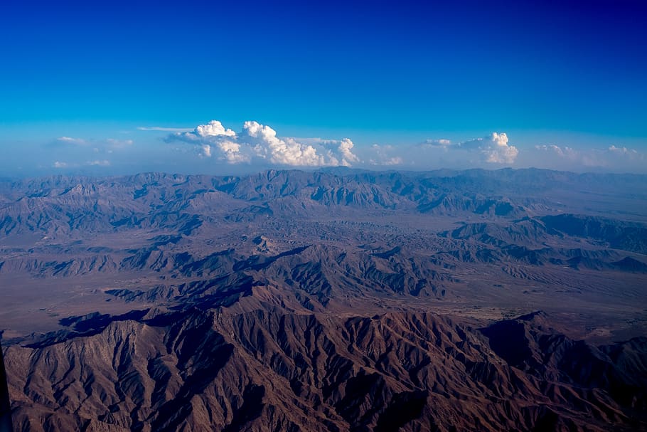 afghanistan, kabul, mountains, airplane, clouds, sky, beauty in nature, HD wallpaper