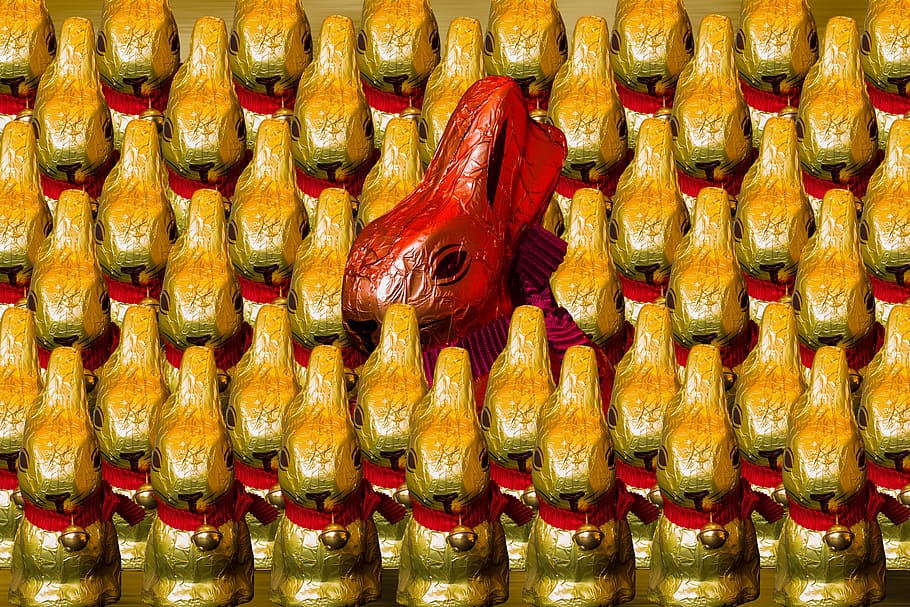 easter, easter bunny, chocolate, gold, food and drink, in a row HD wallpaper