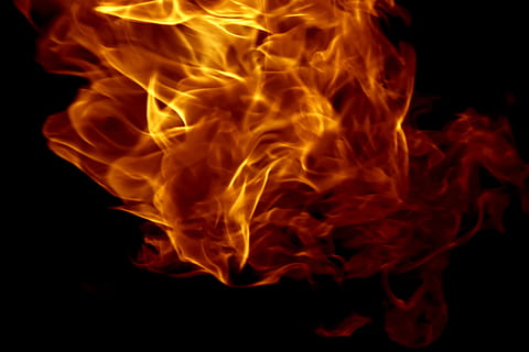 dark, fire, flame, heat, hell, hot, light, power, black background HD wallpaper