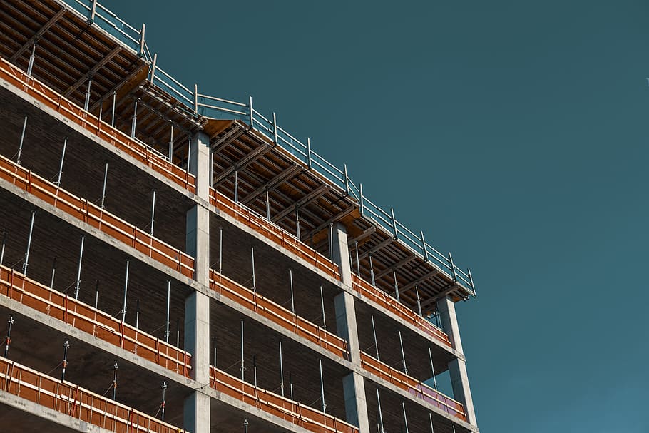 Gray and Orange Concrete Building, architectural design, architecture HD wallpaper