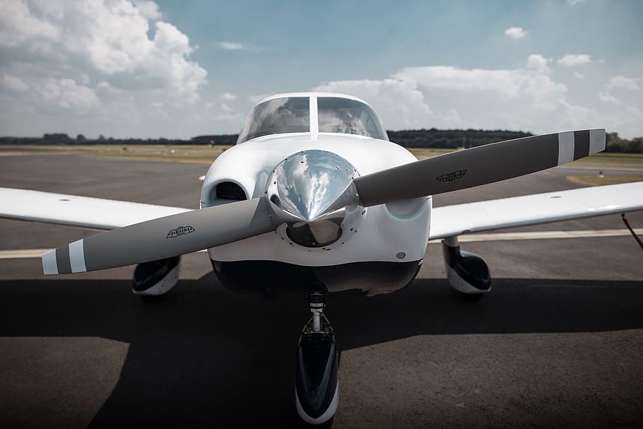 white monoplane on road, airplane, transportation, aircraft, vehicle HD wallpaper