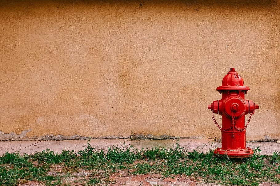 fire hydrant, red, firefighting, wall, valve, safety, emergency HD wallpaper