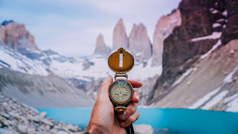 person holding compass, human, torres del paine, chile, rock HD wallpaper