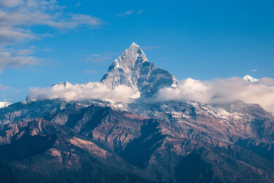 Gray and Brown Mountain, altitude, clouds, cold, daylight, frost HD wallpaper