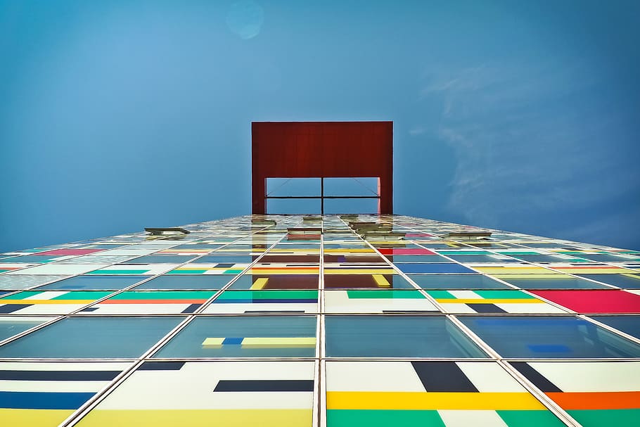 Multi-colored Digital Abstract Art, architecture, blue, bright HD wallpaper
