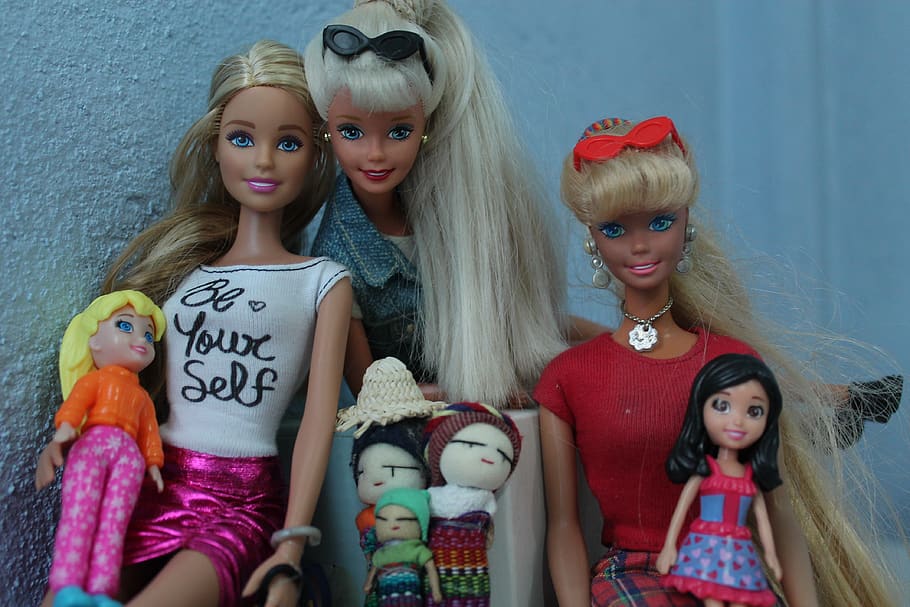 dolls, portrait, play, barbi, friends, beautiful, person, looking at camera