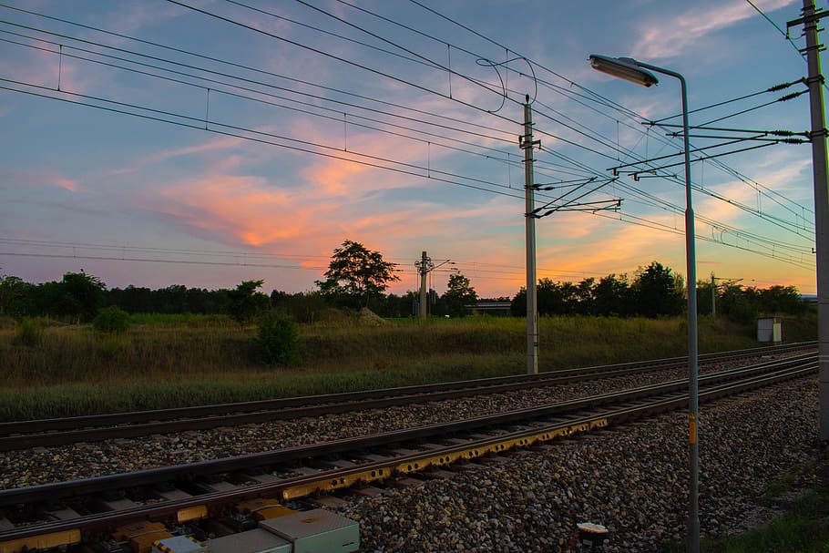 dusk, evening, sunset, sky, landscape, mood, abendstimmung HD wallpaper