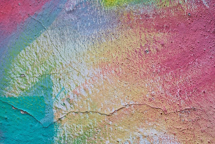 Pink And Teal Painted Surface, art, cement, colorful, colourful