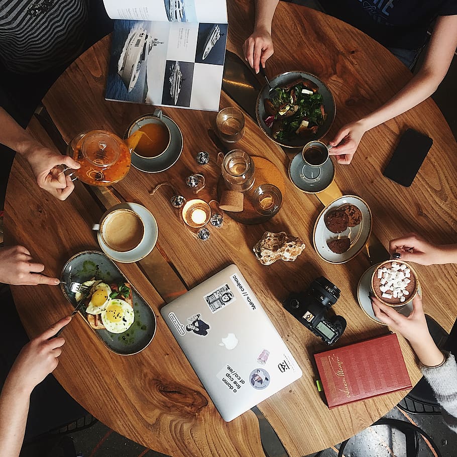 People Holding Cups and Mugs by Table, beverage, black coffee HD wallpaper