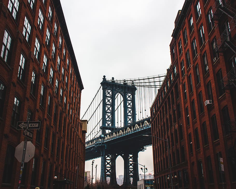 blue concrete bridge, building, urban, city, town, metropolis HD wallpaper