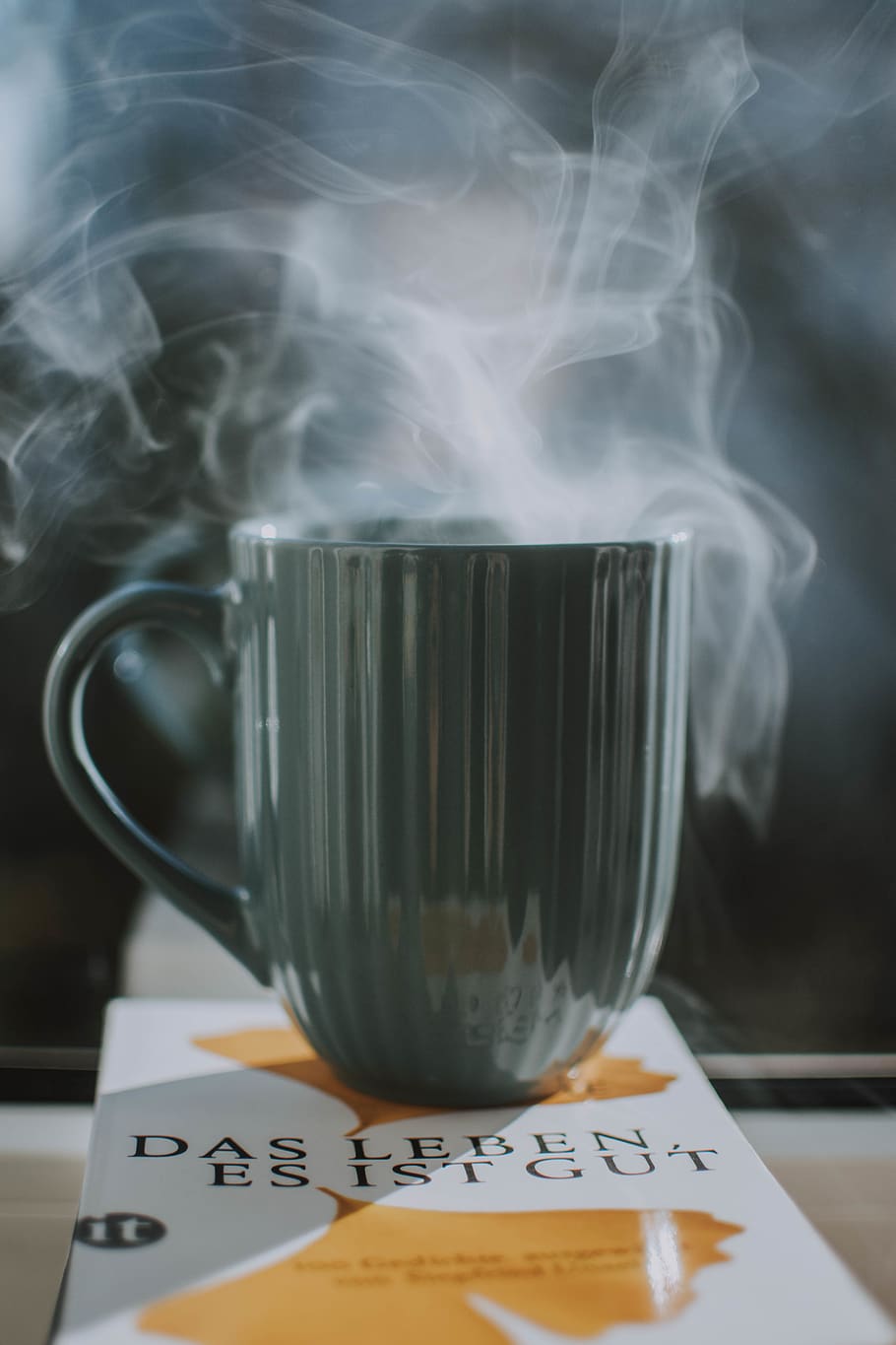 gray ceramic mug, smoke - physical structure, indoors, table HD wallpaper