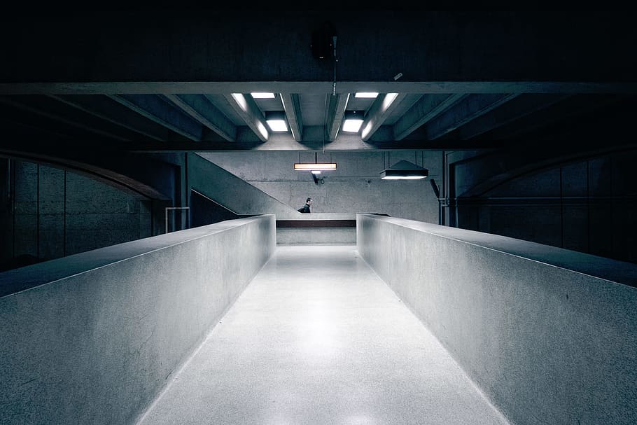 building, urban, man, guy, hallway, lights, architecture, built structure HD wallpaper