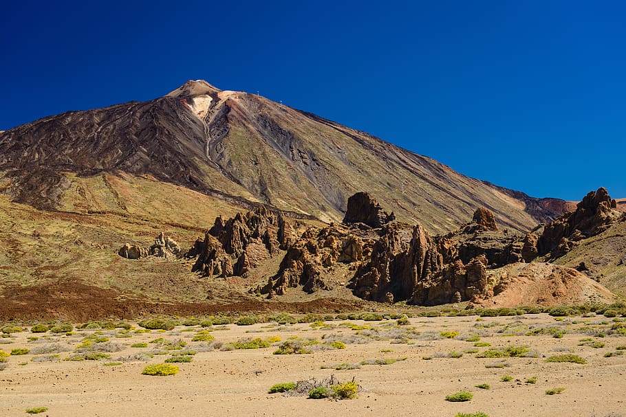 green mountain, nature, outdoors, soil, plateau, teide, tenerife HD wallpaper