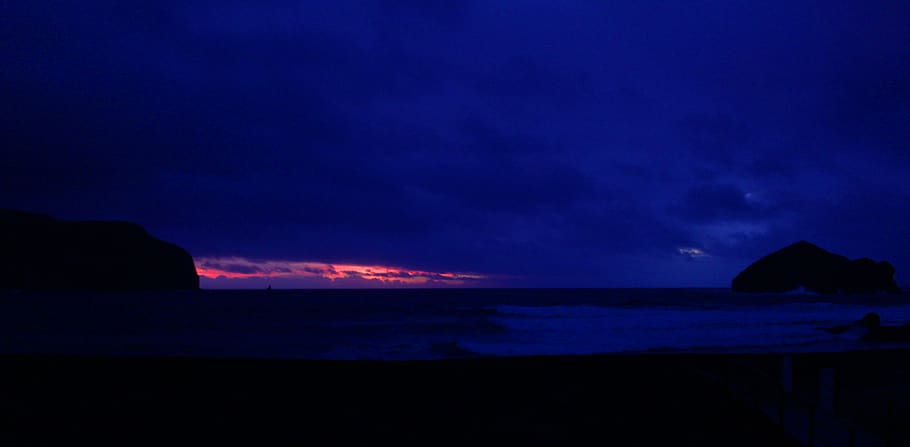 blue, beach, sunset, sky, sea, water, night, scenics - nature HD wallpaper