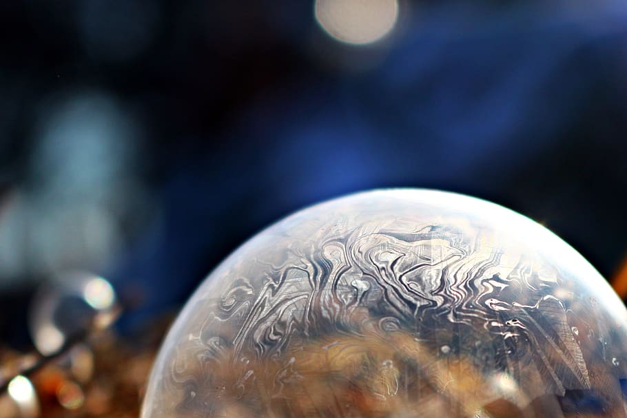 frozen bubble, ice crystal, soap bubble, crystalline, ice ball HD wallpaper