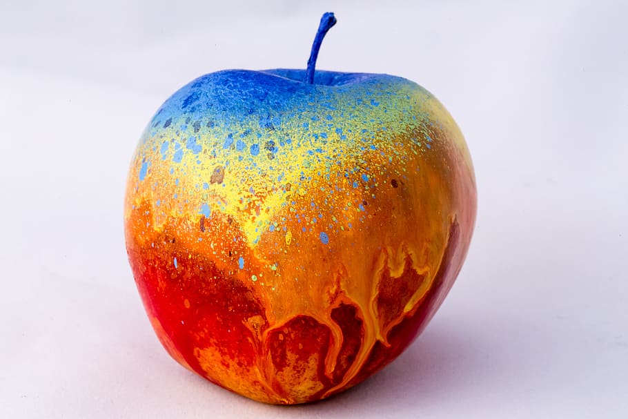 paint, abstract, steve jobs, color, rainbow, apple, fruit, food and drink