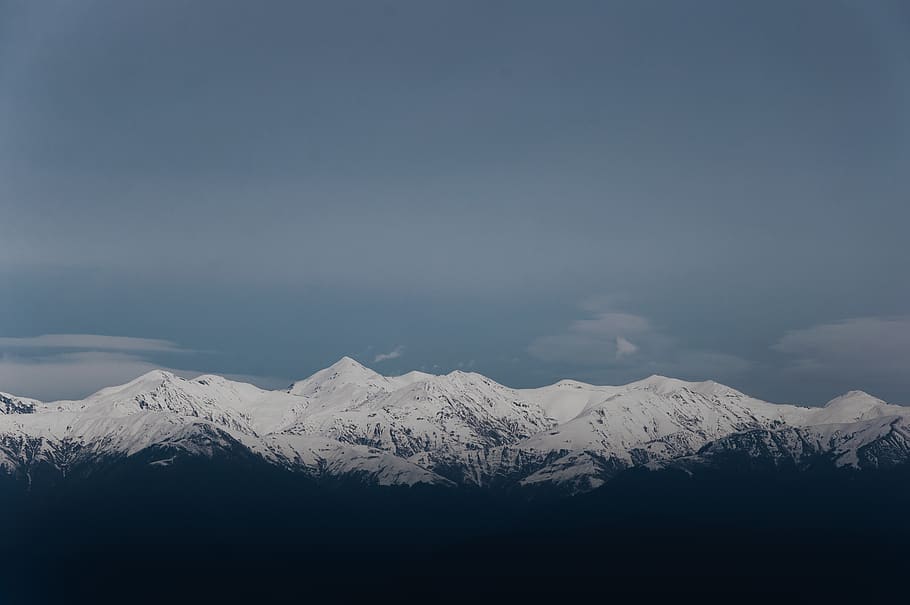 snow capped mountain range, kakheti, sakartvelo, blue sky, summit HD wallpaper